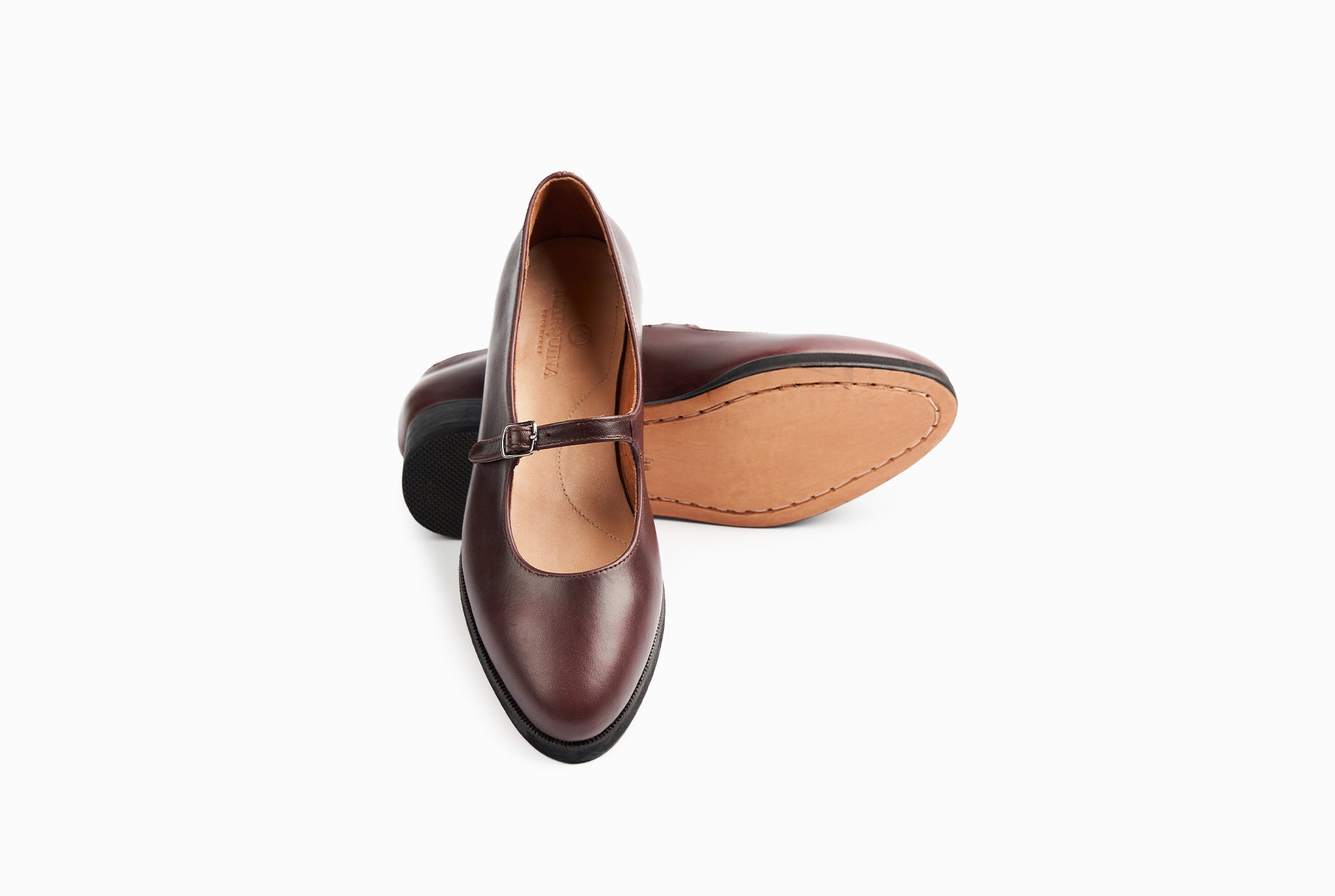 Women's Mary Jane Flats in Oxblood Burgundy Marquina Shoemaker