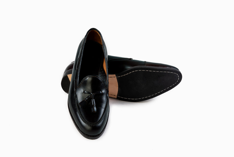 The Grand Tassel Loafer - Black Noir - Marquina Shoemaker