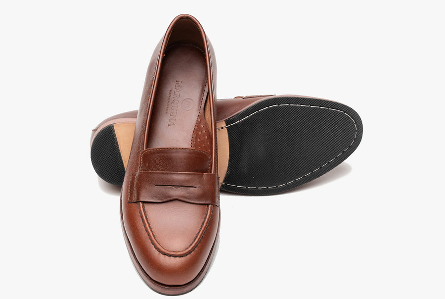 The Bonnie Penny Loafers - Chestnut Brown - Marquina Shoemaker